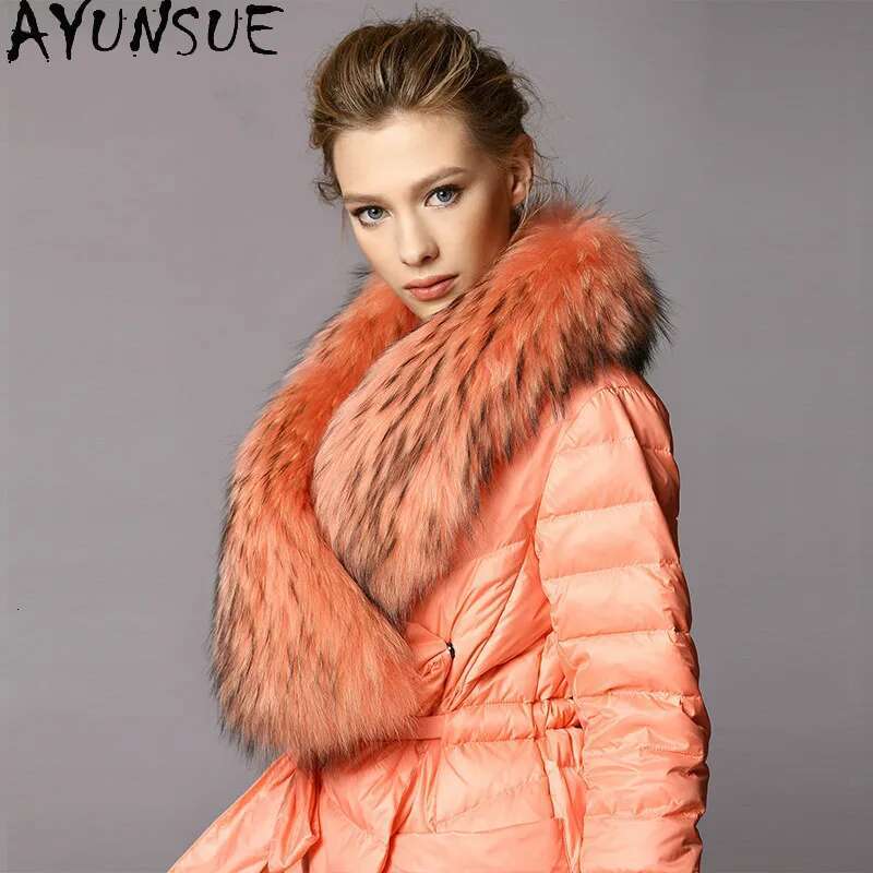 AYUNSUE Natural Raccoon Fur Collar Women's Winter Jacket Woman Parkas 2020 White Duck Down Coat Female Coats Hiver 1608201