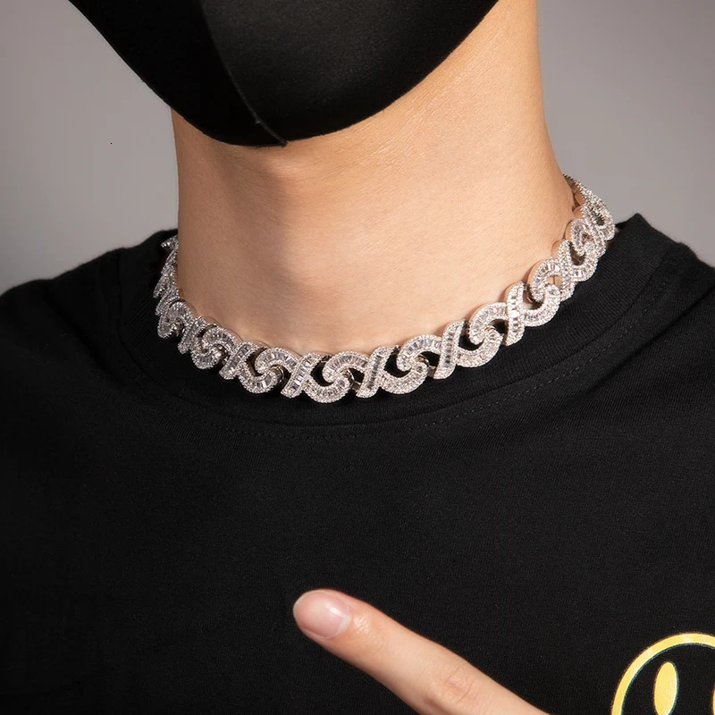 BLING KING 15mm Unlimited Cuban Baguettecz Necklace Ice Out Square Zirconia Hip Hop Fashion Jewelry Party Gift 250109