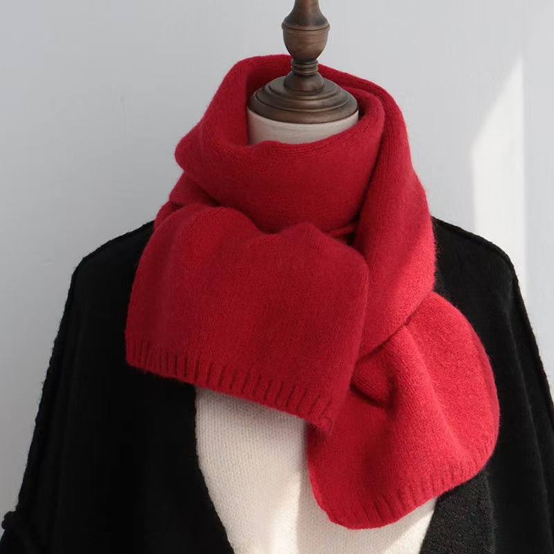 T102 scarf women's autumn and winter all-match new style knitted fashion warm solid color wool Korean version student Japanese couple short scarf