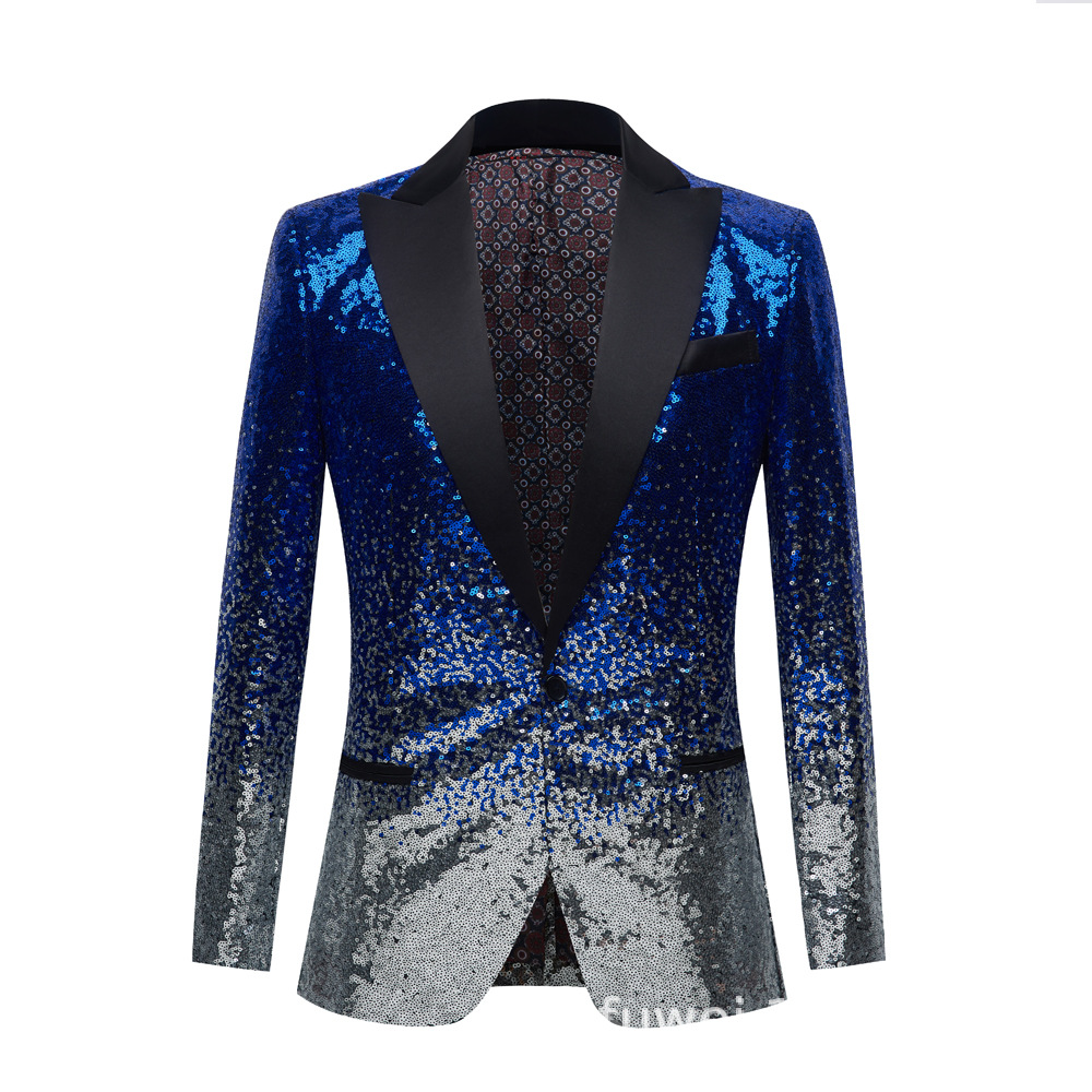 K803 Men's Gradient Sequin Suit - Performance Dress for Host Emcees