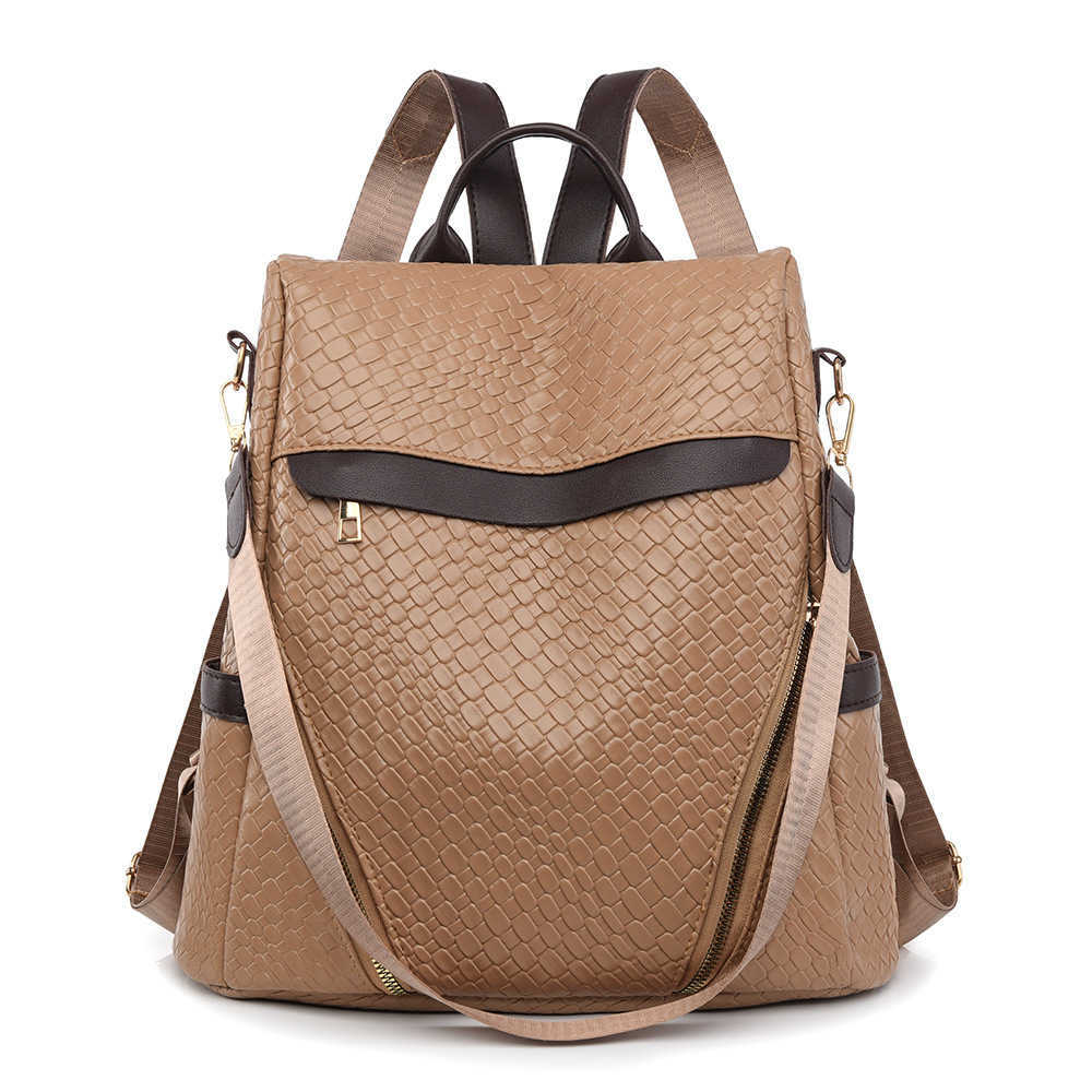 Soft leather backpack new large capacity anti theft casual backpack single shoulder dual use Fashion womens bag