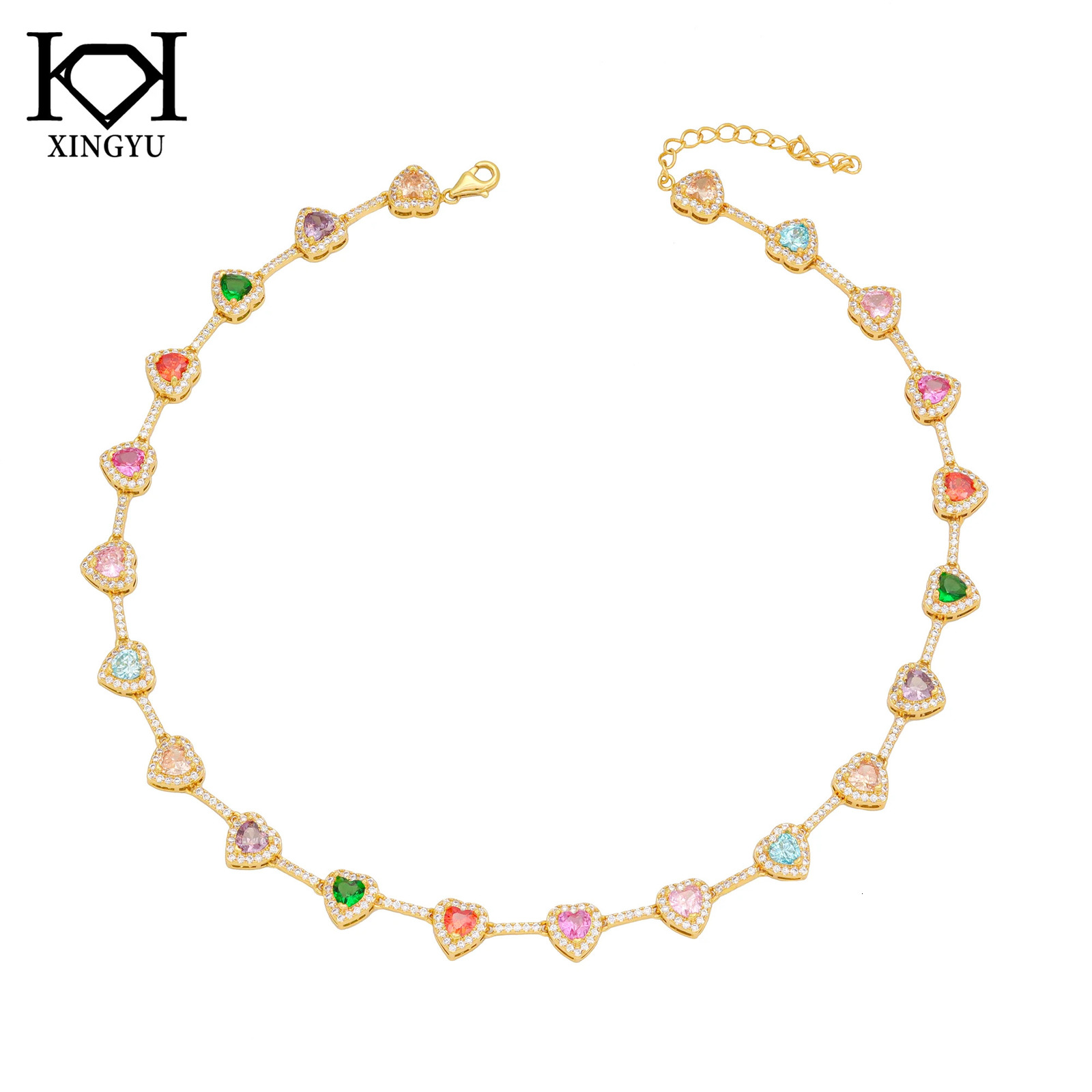 Smart And Stylish Candy Color Heartshaped 5A Zircon Necklace Fashion Hundred Plated 18kgold Gewelry For You 250118