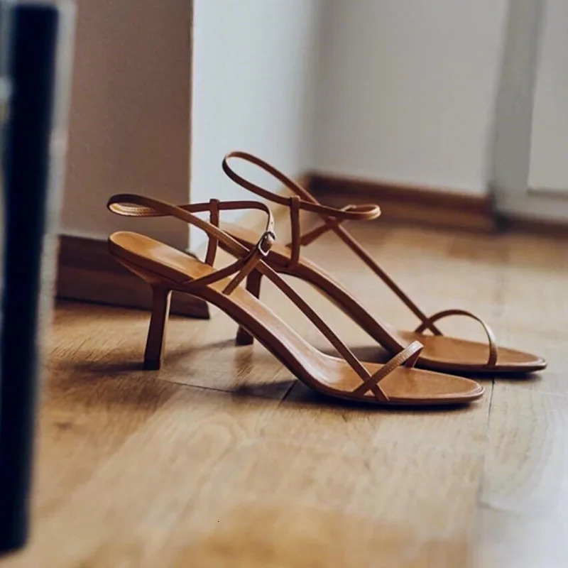 Womens Sandals Kitten Heel Thin Belt Thin Heel French Pumps Sandals Fairy Style Summer High Heel Fashion Sexy Style 250109