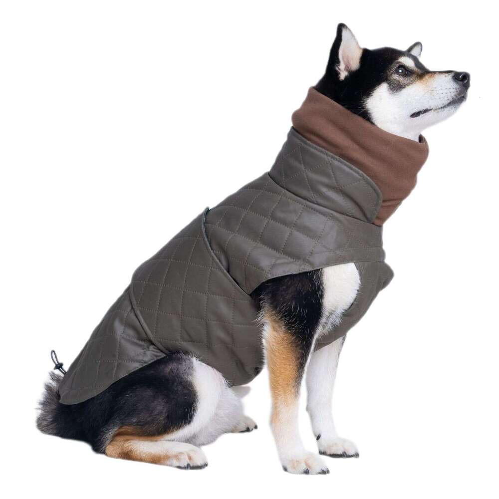 Autumn and Winter Thickened Dog Coat Cape, High-Neck Quilted Pet Clothing, Windproof and Warm Dog Jacket