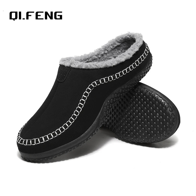 Large Indoor Plush Slippers Mens Winter Snow Outdoor Warm Shoes Fashion Anti slip Wear Resistant Casual Shoes Slip On Footwear250114bj