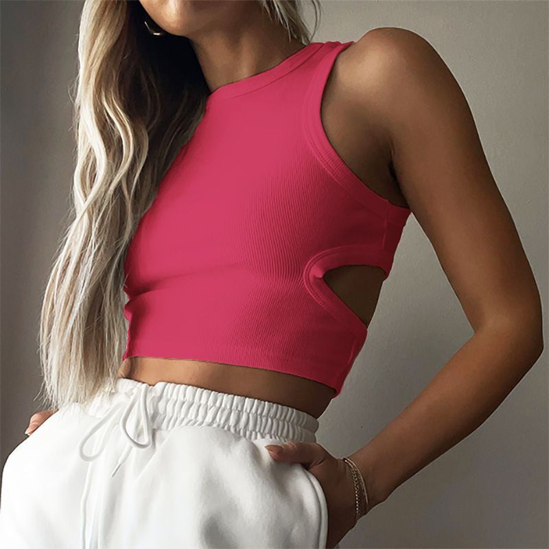Women's Sports Short Style Navel-Baring Hollow Sleeveless Top I-Shaped Vest