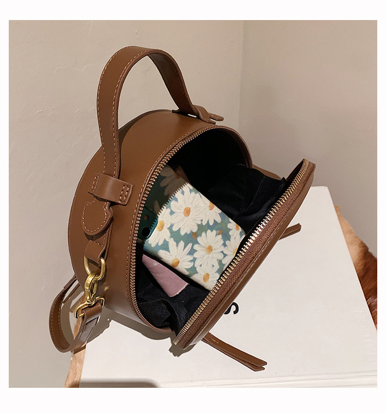 2025 Designer Solid Crossbody 3 color For Round Small Handbag Women Fashion Bags PU Leather Shoulder Bag Female Zipper Purses 2025