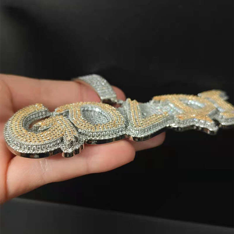 New Fashion Gold Plated Full CZ Dia Stone Ice Out DIY Custom Name Letters Pendant Necklace With Free 3mm 24inch Rope Chain Nice Jewelry Gift