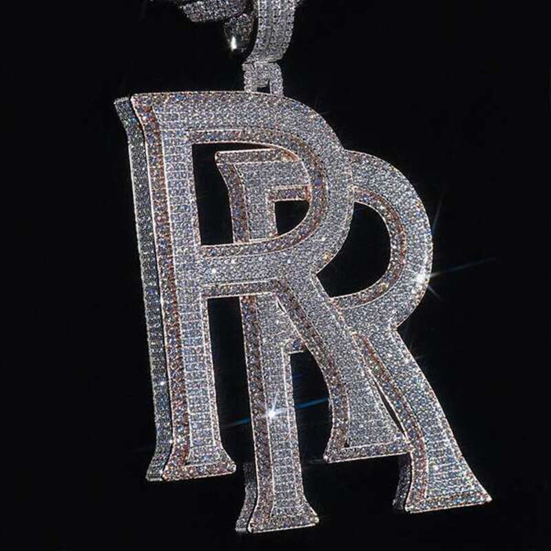 VVS Moissanite Gold-Plated Double R Hip Hop Pendant with Customized Ice Out Design