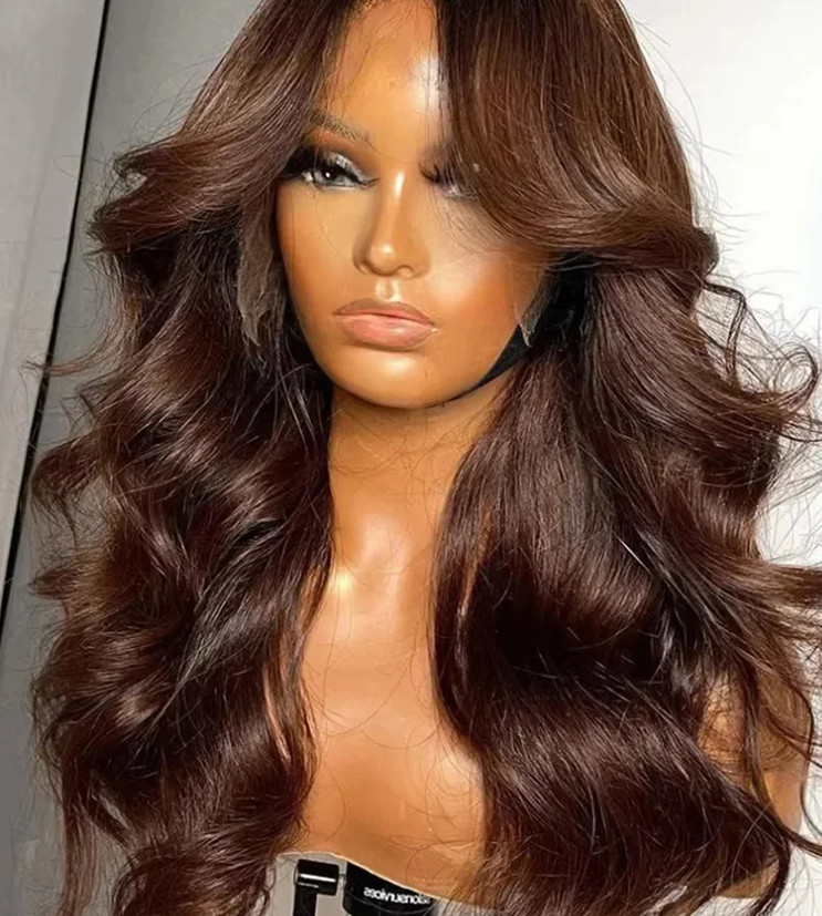 Chocolate Brown Body Wave 13X4 5x5 Lace Front Human Hair Wig For Women 360 Hd Full Lace Wig Brazilian Brown Colored Frontal Wig