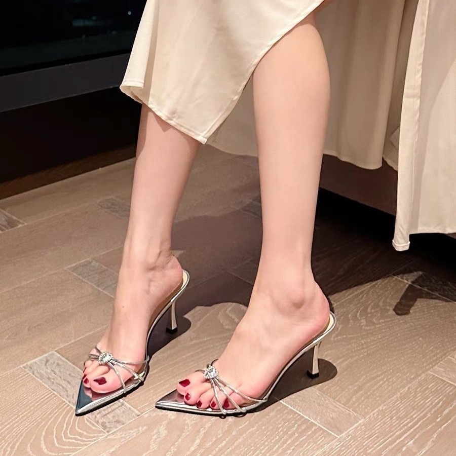 hot Women Sandals Dia High Heel Design Sense Triple Black Sier Free shipping