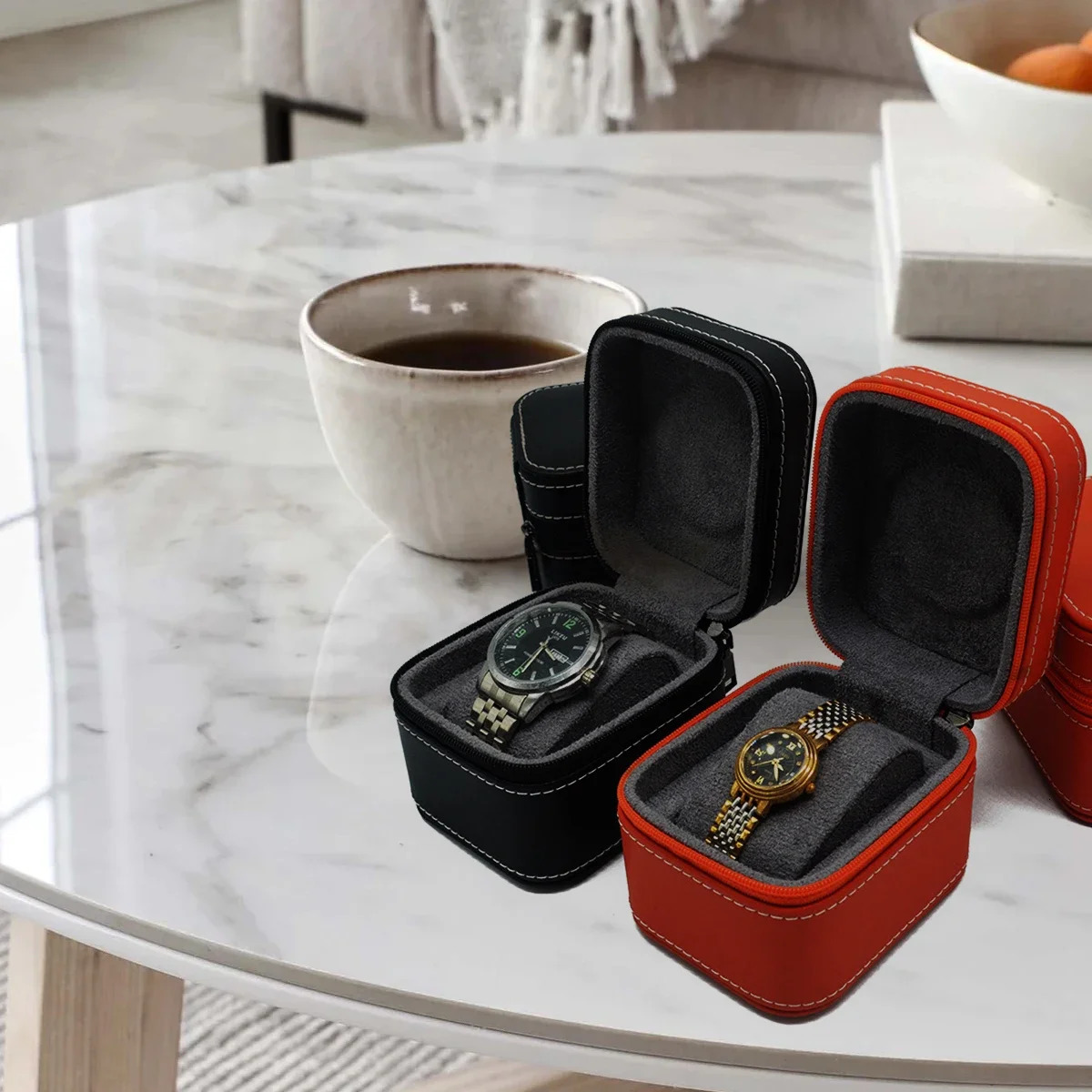 Single Watch Case PU Leather Watch Travel Case with Removable Cushion Jewelry Storage Case Organizer Portable Square Watch Box 250117