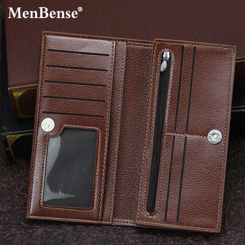 Genuine Card Holder Men Wallets Cowskin Long Purse Brand Soft Leather Slim Male Wallet