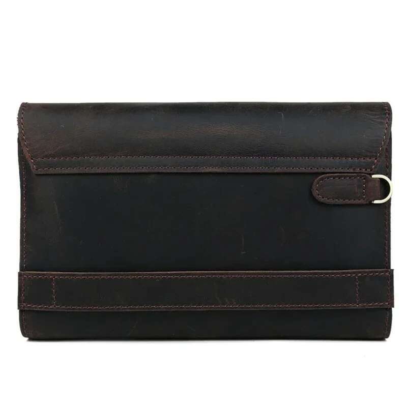 Top Grade Men Genuine Day Clutches For Male Vintage Style Hand Purse Crazy Horse Leather Mens Clutch Big Wallet