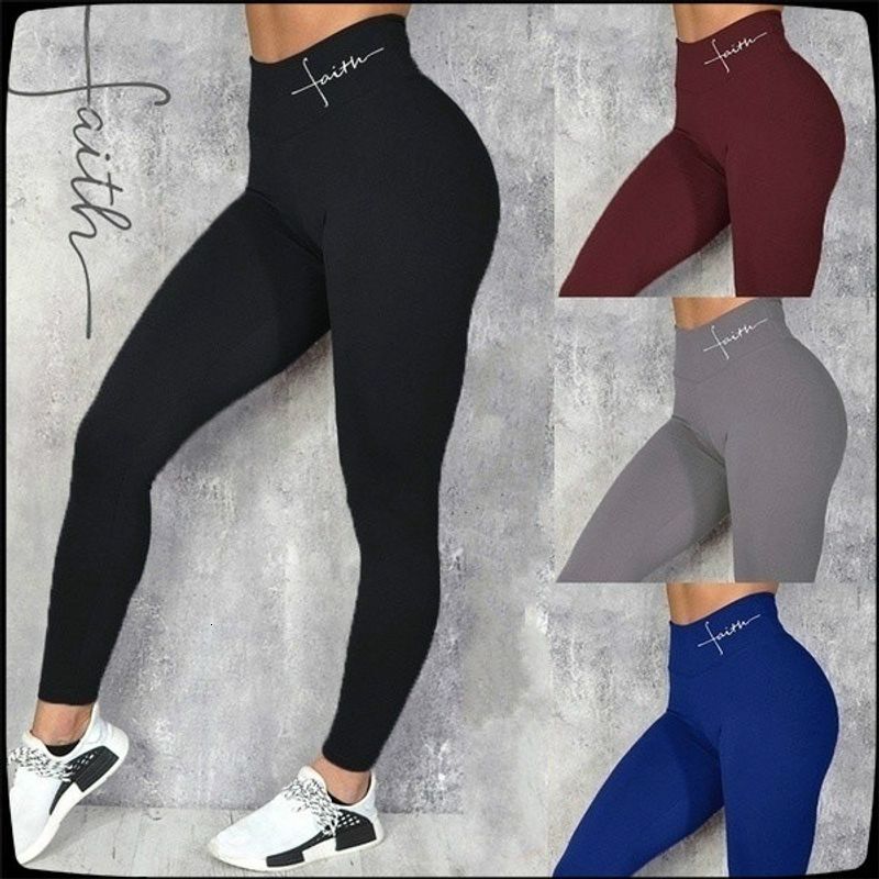 Women's Letter Print Hip Lifting Stretch High Waist Leggings