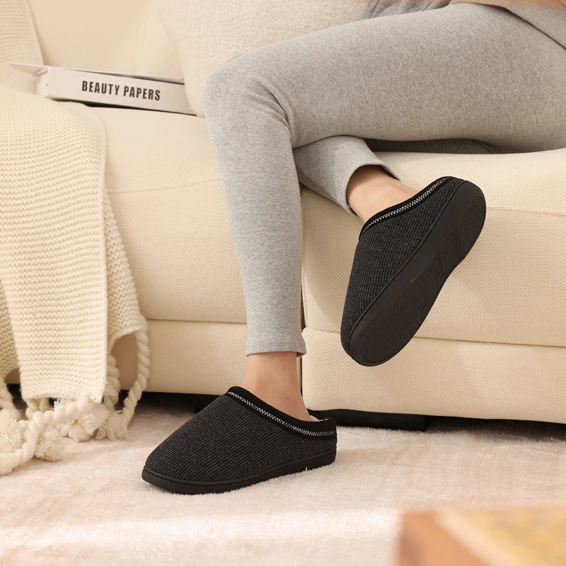 Litfun Winter Warm Cotton Shoes For Men Soft Memory Foam Casual Indoor Flat Slides Short Plush Men Slippers Fluffy Home Slippers250114