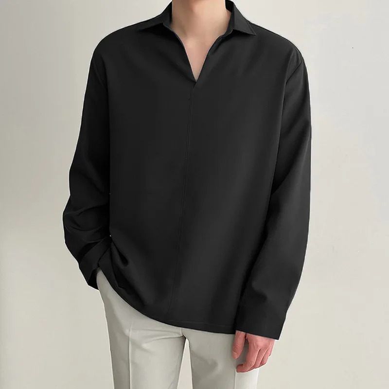 Simple Japanese and Korean Men Shirt Cross-border Fashion Texture Loose Lapel Casual Shirt Drop 250118