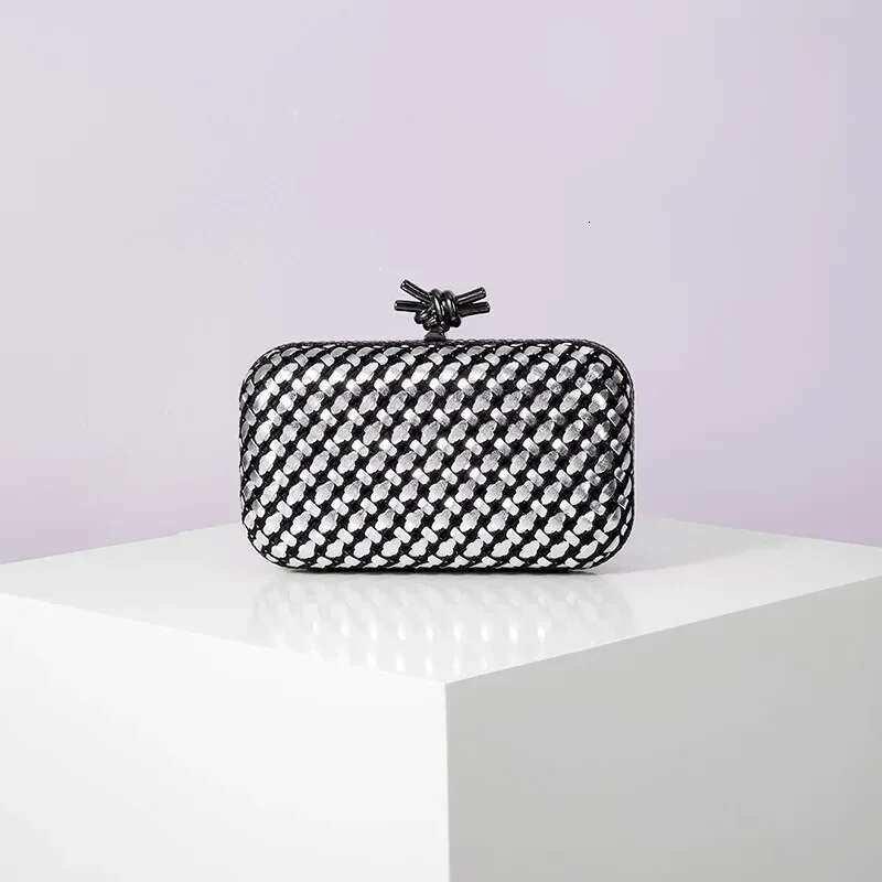Woven Clutch Bag For Women Formal Party Contrast Color Microfiber Thread Braid Evening Bags Classic Chain Small Square Handbags