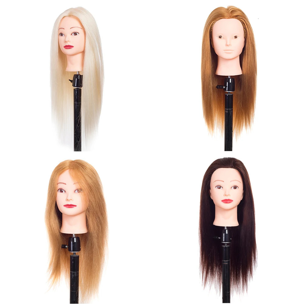 Mannequin Head with Human Hair for Dolls Hairstyles Professional Styling Hairdressing Barber Training Heads 60cm 250114
