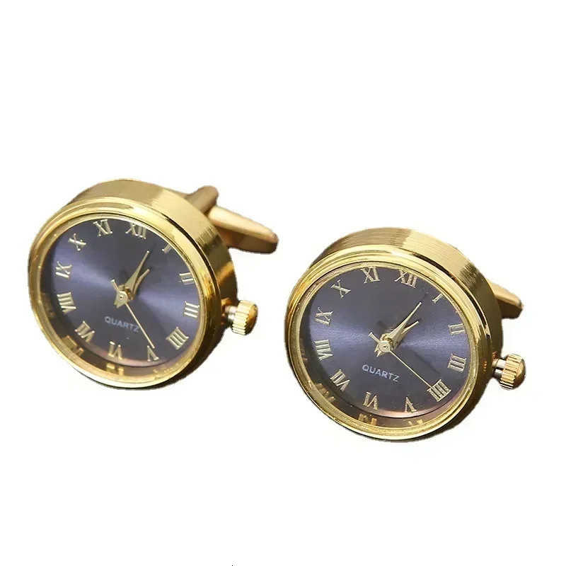 Mens Watch Cufflinks Classic French Business Fashion Rotating Clock Gold Cufflinks Anniversary Gift 250110
