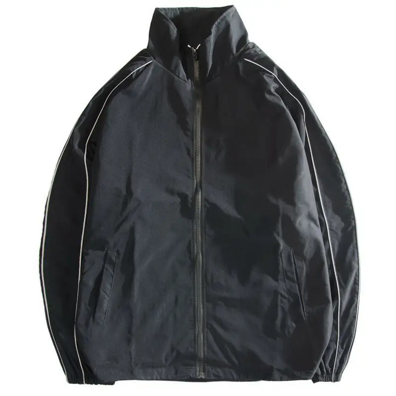 Jackets Men Autumn Pockets Casual Patchwork Loose Windbreaker Stripe Zipper Stand Collar Waterproof Outdoor Sports Bomber Jacket 250113