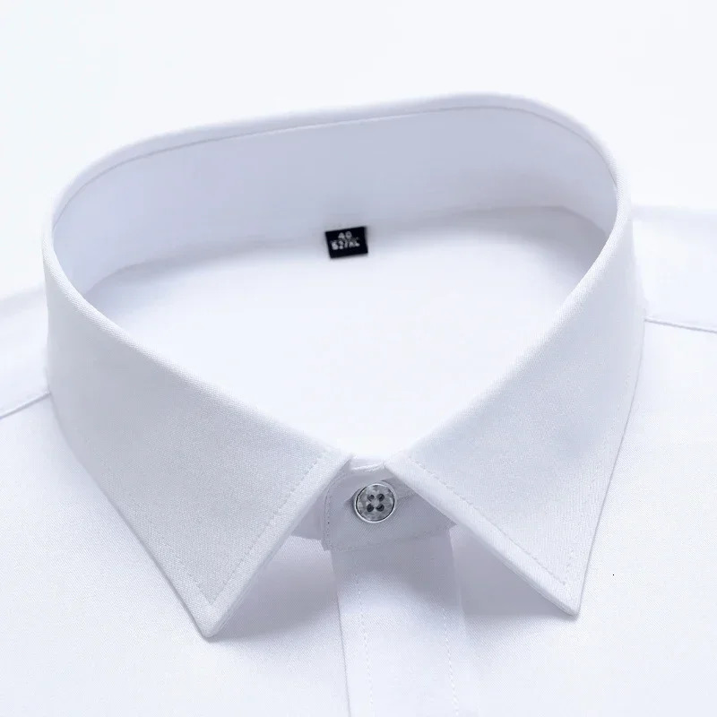 Long Sleeve Shirt Men Style Stretch Fashion Solid Plain Black White Shirt Men Button Down Smart Casual Dress 250118