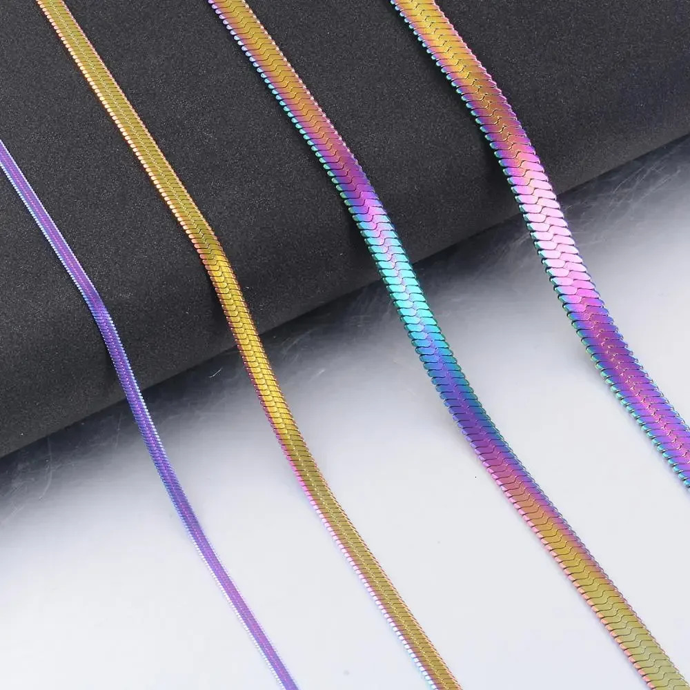 Width m Stainless Steel Flat Necklace Gold Color Waterproof Filmy Snake Chain Men Gift Jewelry Various Length 250114