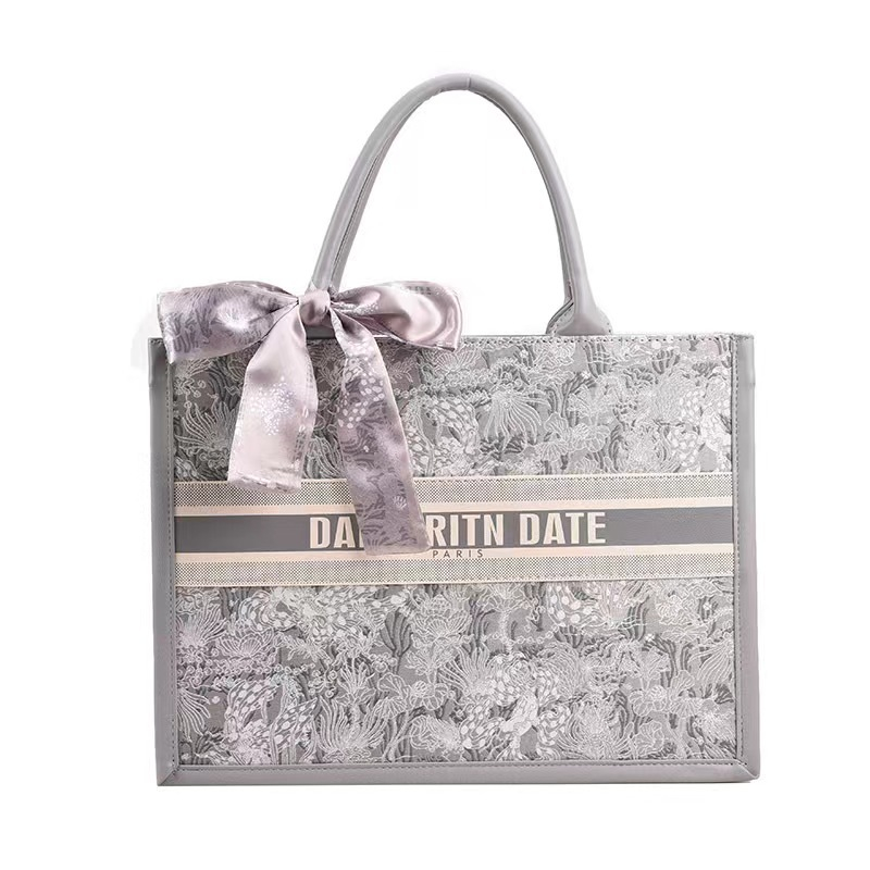 free shipping designer shoulder bags casual handbag Embroidery fashionable Tote bag for women 2025 new style pink grey