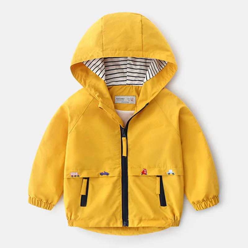 Boys Spring Autumn Coats Kids Jackets Toddler Hooded Windbreaker With Pocket Children Zipper Outerwear Baby Clothes 2-7 Years 250115