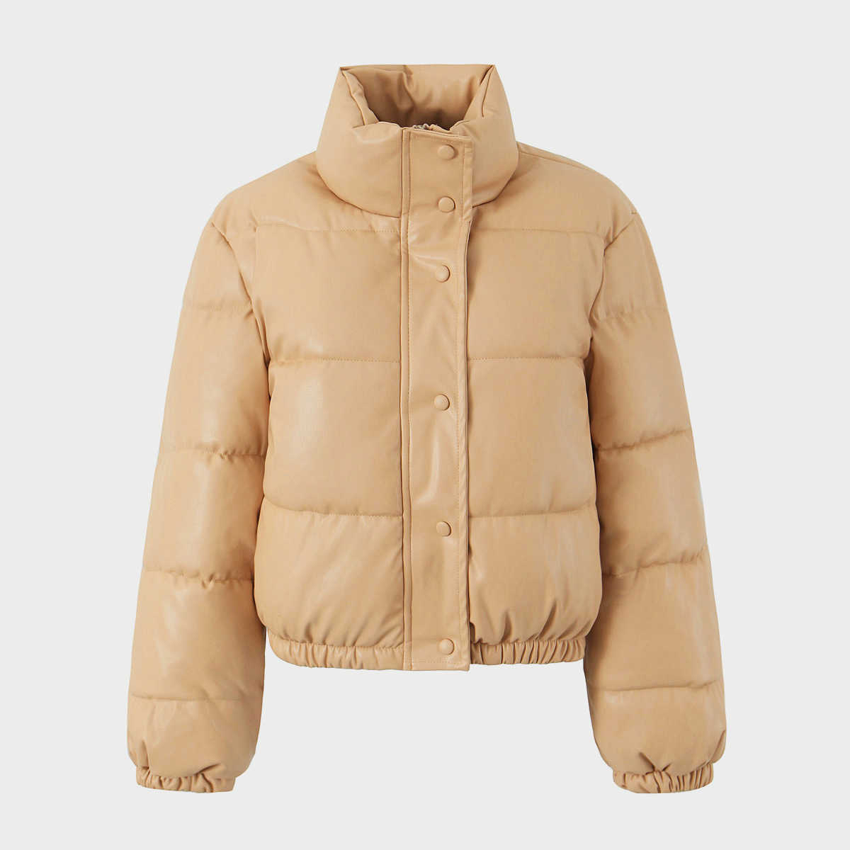 Winter New Style Pu Leather Cotton Coat Womens Standing Collar Short Warm Bread Coat Cotton Coat Locomotive Cool Girl Casual Women Jackets Coat Woman 