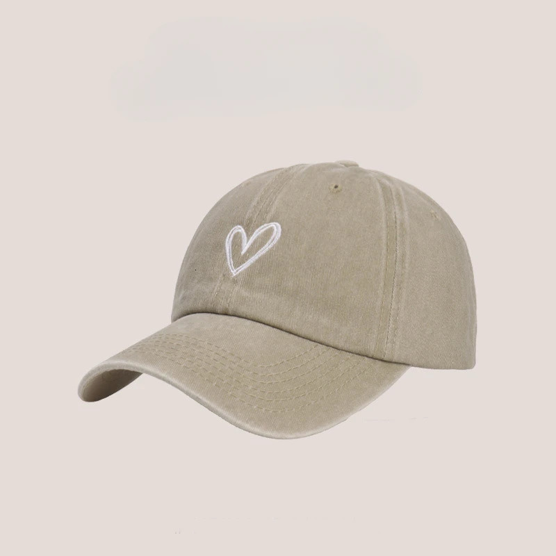 Female Embroidered Peach Heart Wash Denim Baseball Hat Casual Korean Version Thin Couple Soft Top Duck Hat Male 250117