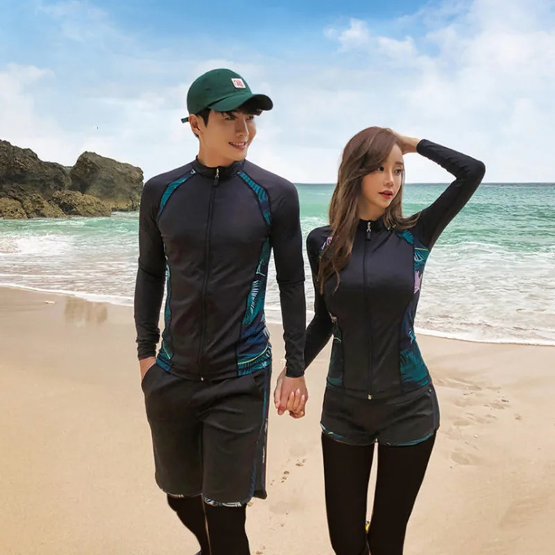 Rash Guard Women Swimsuit Lovers Wetsuit Diving Suit Long Sleeve Swimwear Men Surf Sunscreen Beach Bathing Suit Monokini 250108