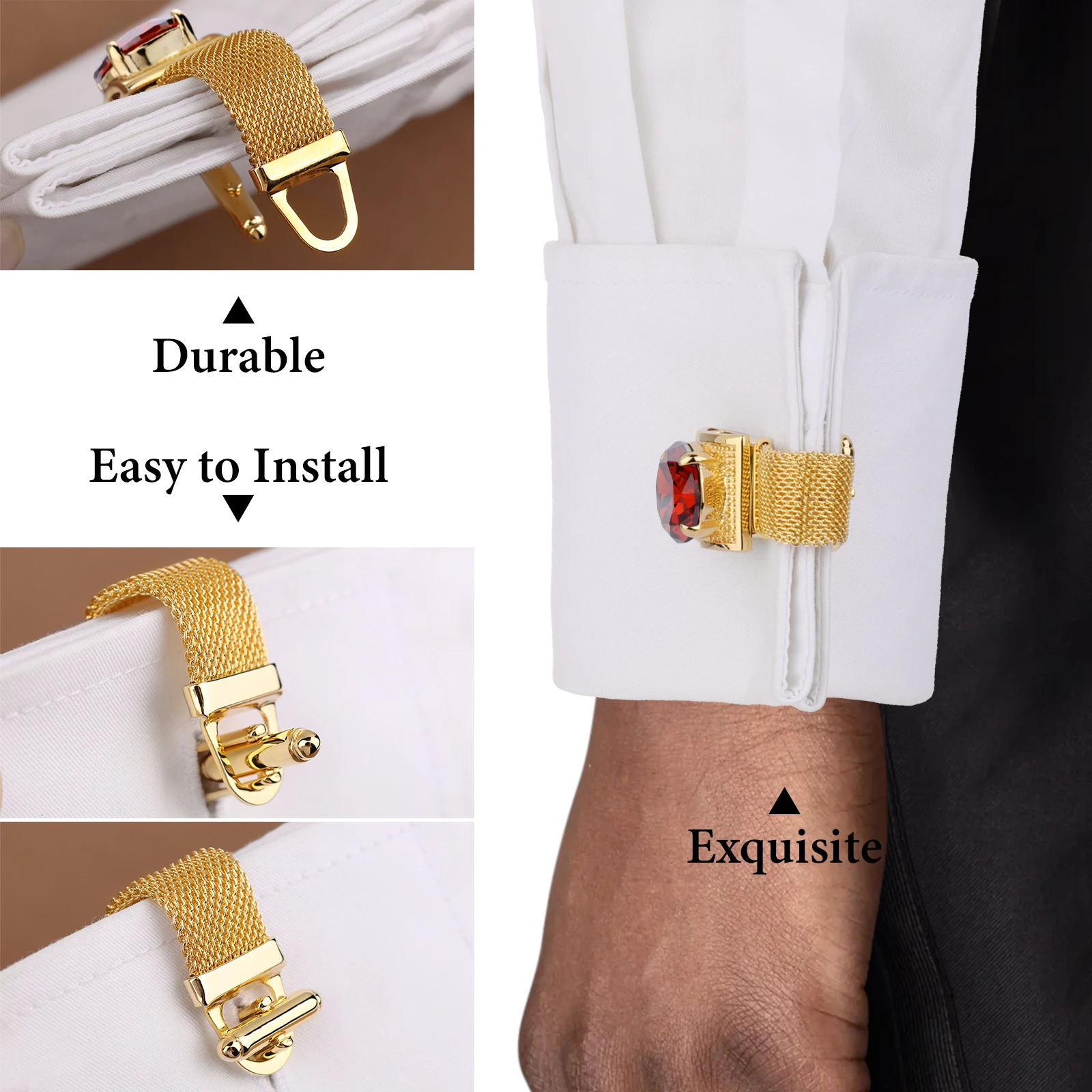 HAWSON crystal mens cufflinks cufflinks with chains mens shirts wedding gifts jewelry 250110