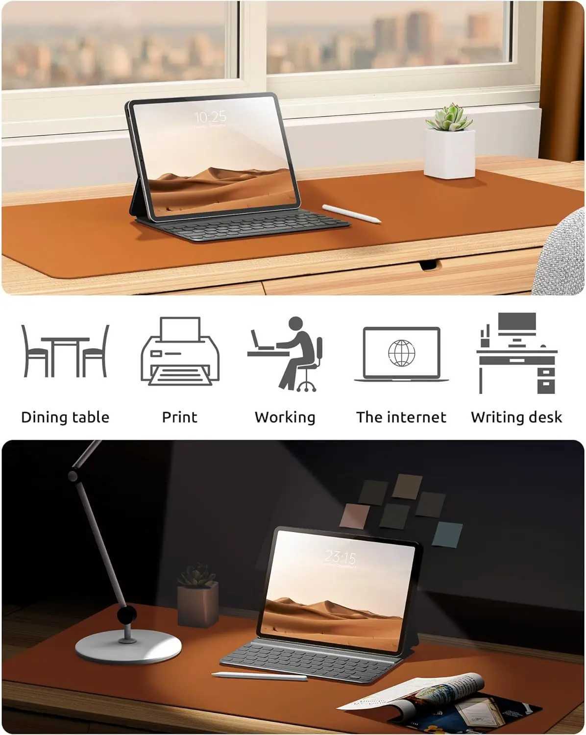 Office Desk Mat Leather Desk Pad Protector Large Mouse Pad Non-Slip PU Leather Waterproof Desk Blotter Laptop Desk Pad O250118
