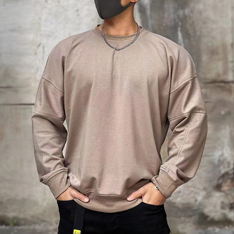 JA01183 Autumn Men's Loose Large Size Solid Color Casual Sweatshirt