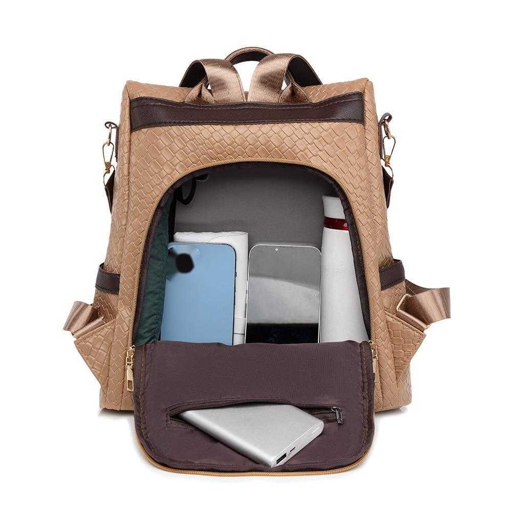 Soft leather backpack new large capacity anti theft casual backpack single shoulder dual use Fashion womens bag
