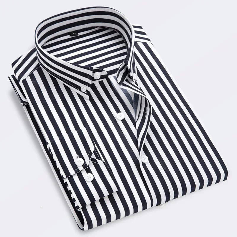 Men Shirt Male Dress Shirts Striped Mens Casual Long Sleeve Business Formal Plaid Shirt camisa social 250118