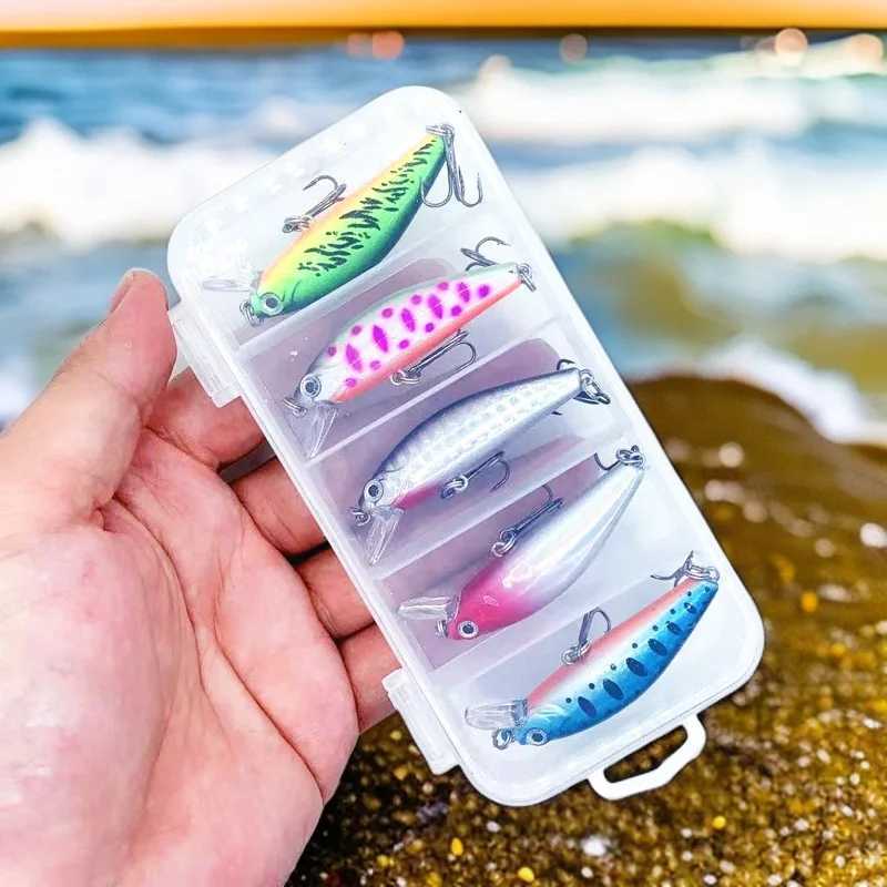 Mixed Colors Minnow Fishing Lure Set Wobbler Crankbaits Crankbaits with Box Treble Hooks Hard Bait 5Pcs M250118
