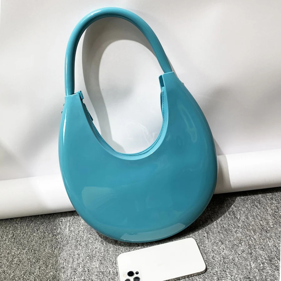 Fashion PVC Jelly Shoulder Bag Fashion Crescent Underarm Bag Summer Macaron Purse and Handbag Travel Commuting Bolso Mujer 250110