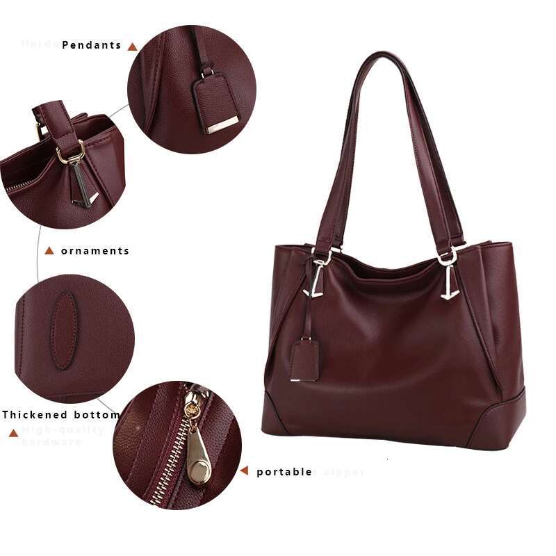 Genuine Leather Women's Tote Bag, Fashionable And Versatile, Large Capacity Cowhide Shoulder Bag