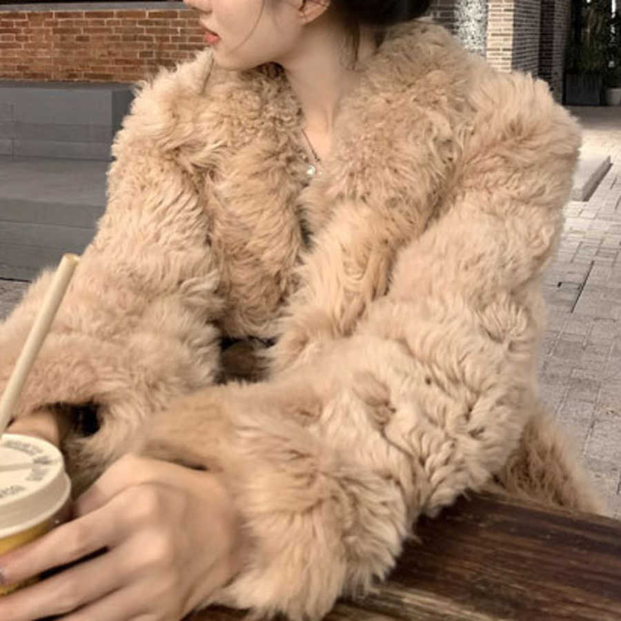 Womens Down Goldenhour Atmosphere Stained Spanish Fur Women Women Jackets Coat Woman Fur 241209