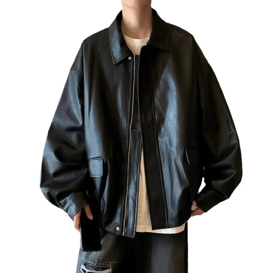 Brown Leather Jacket Style Men Womens Spring Autumn 2024 Motorcycle Clothing Cropped Coffee Color Vintage Maillard 250110