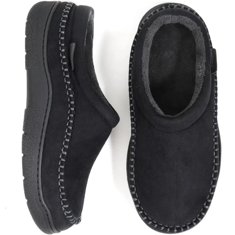 Warm Suede Cotton Slippers for Men Winter Indoor Outdoor Comfortable Plush Mens Casual Shoes Non-slip Big Size 13-14 Loafers250114