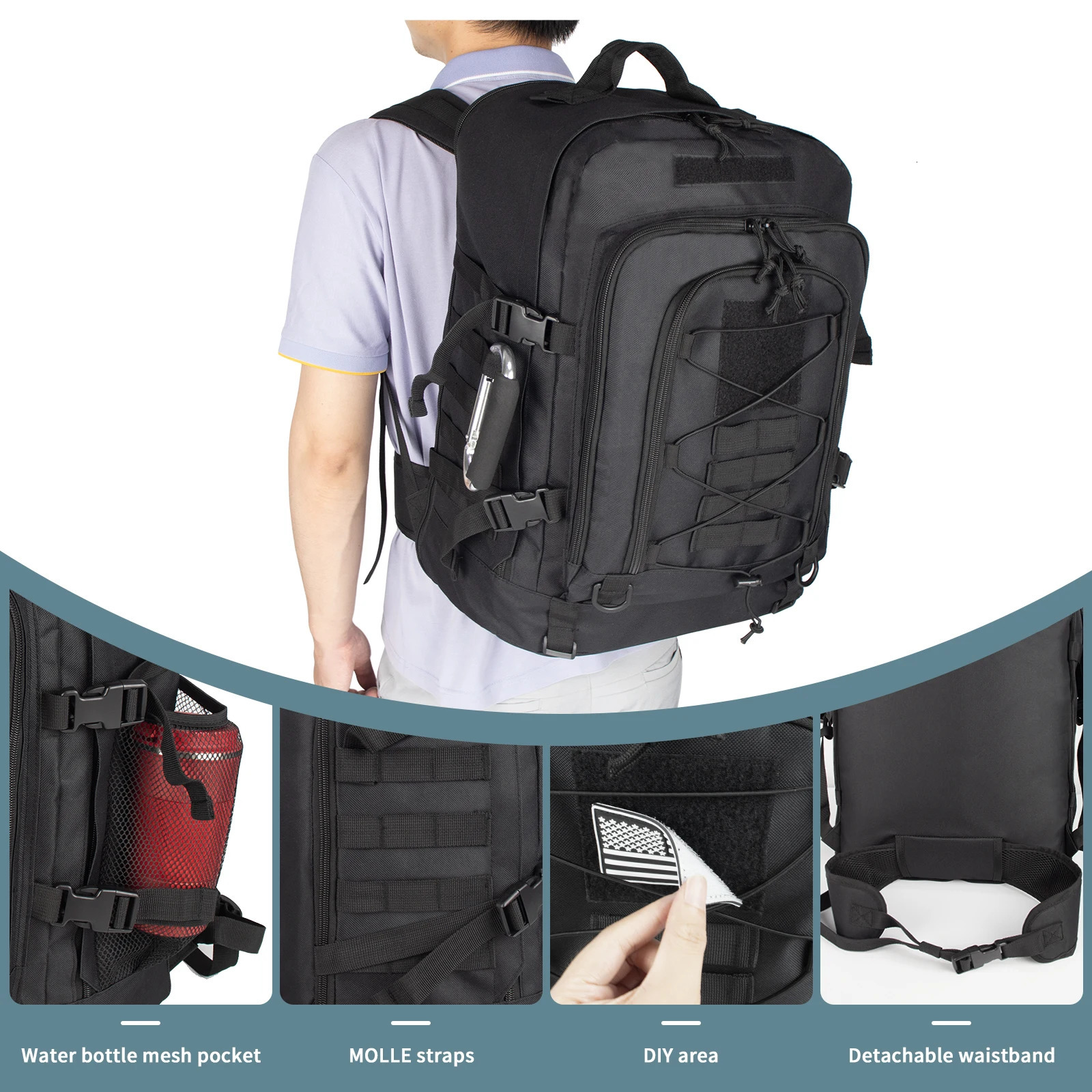 Travel luggage set 65L backpack for mens travel large capacity Rucksacks for mens waterproof outdoor sports multifunctional 250109