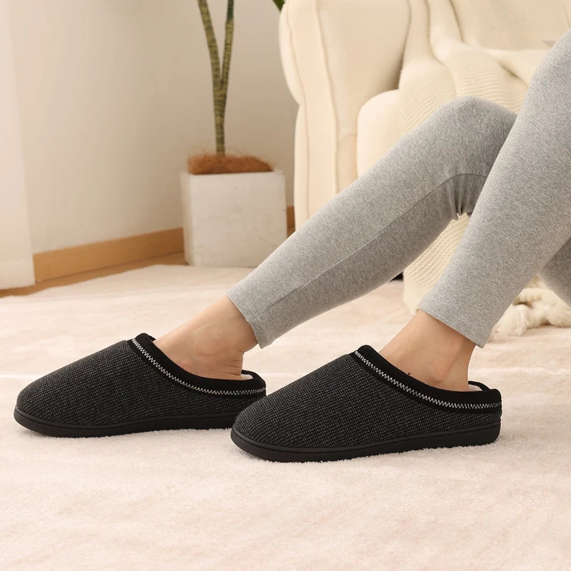 Litfun Winter Warm Cotton Shoes For Men Soft Memory Foam Casual Indoor Flat Slides Short Plush Men Slippers Fluffy Home Slippers250114