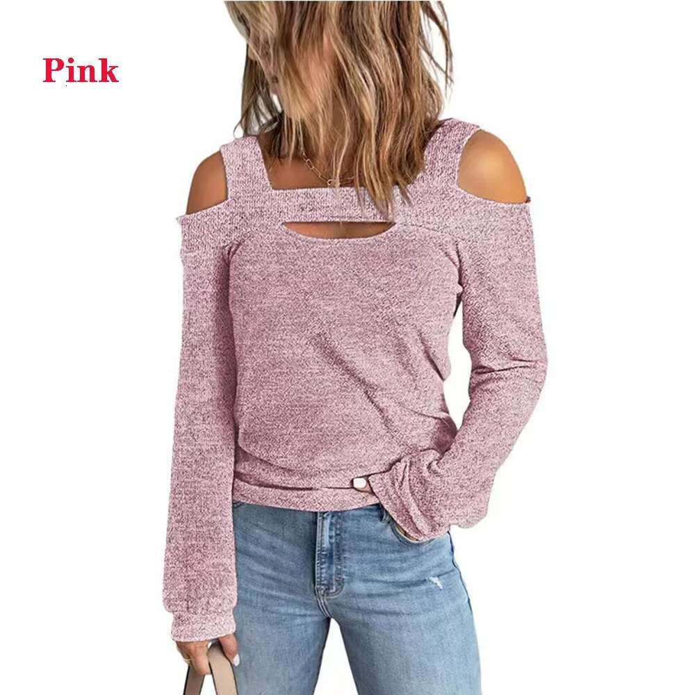 Women's Fashion Strapless Loose Designer T-shirt Solid Color Long Sleeved Shirt Street Women's Casual Spring And Autumn T-shirt