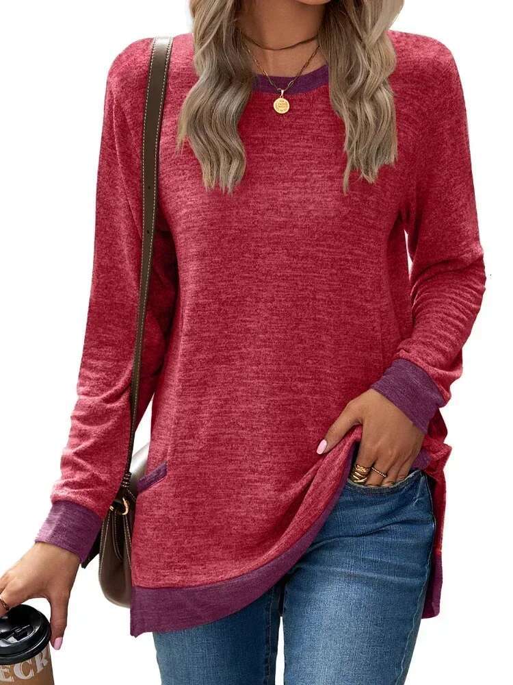 Women's Long Sleeved Designer T-shirt With Solid Color Pockets Lightweight Sportswear Casual T-shirt