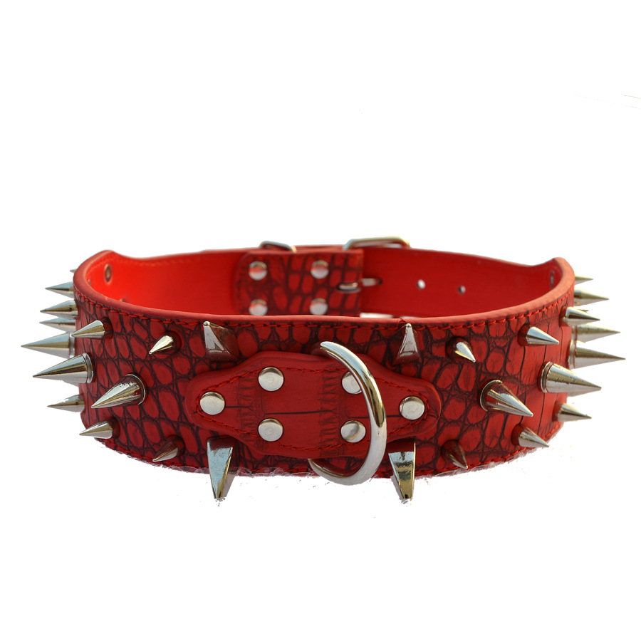 Stock Amazon Large dog riveted Necklace pet collar Alligator spike spike dog chain pet dog collar