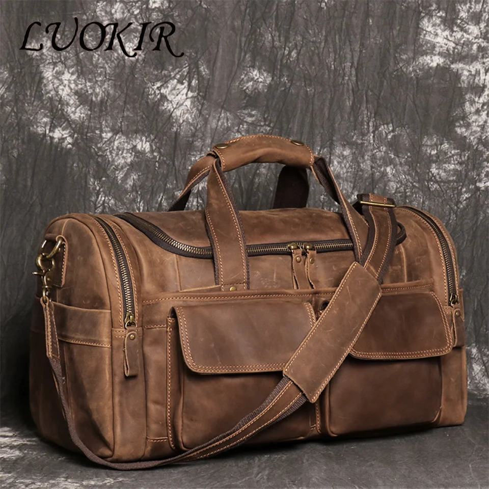 Home>Tags>Luokir Crazy Horse Leather Handbag>Genuine Leather Mens Shoulder Cross Bag 250109