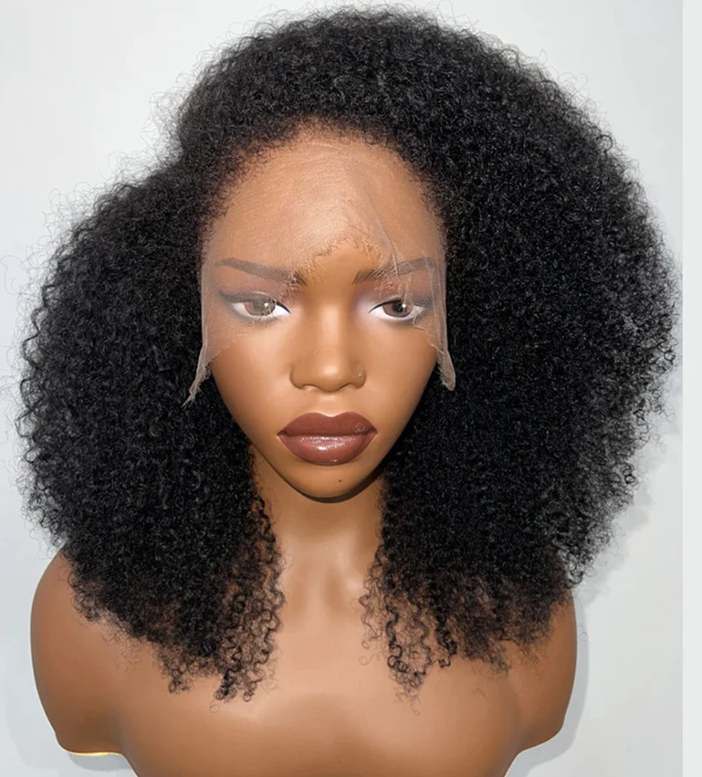 Hd 4b 4c Afro Kinky Curly Wig With 4c Kinky Edges 130 Density full Lace Front Human Hair Wig Curly brazilian natural raw Hair Wigs Pre-Plucked Lace Fr
